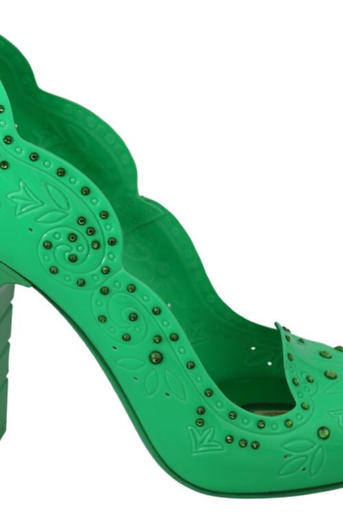 Dolce & Gabbana Enchanting Crystal Cinderella Pumps in Lush Green
