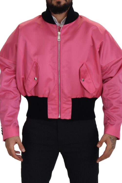 Dolce & Gabbana Elegant Pink Nylon Bomber Jacket
