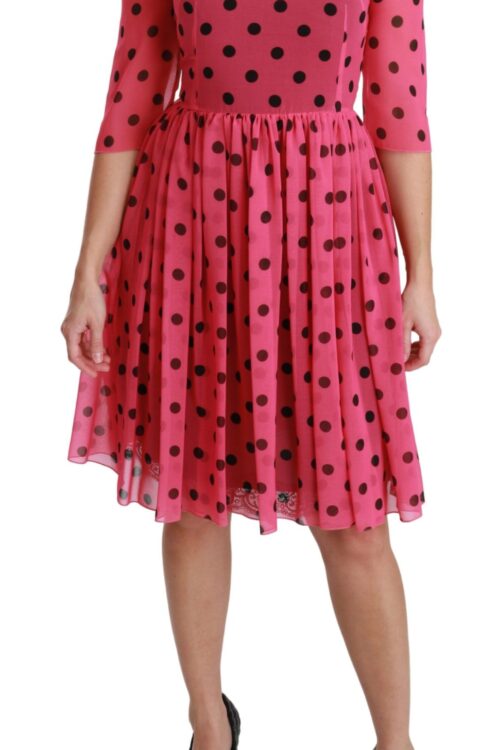 Dolce & Gabbana Elegant Polka Dot A-Line Knee Length Dress