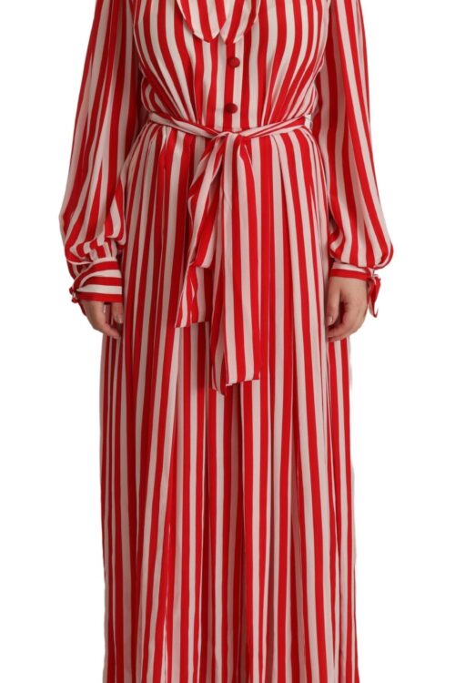 Dolce & Gabbana Elegant Striped Silk Maxi Dress