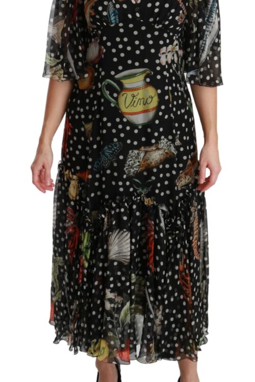 Dolce & Gabbana Elegant Silk Pleated A-Line Maxi Dress