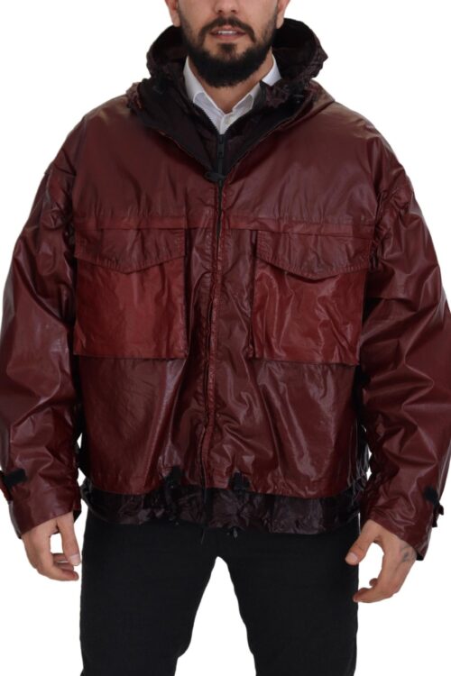 Dolce & Gabbana Elegant Bordeaux Full Zip Hooded Jacket