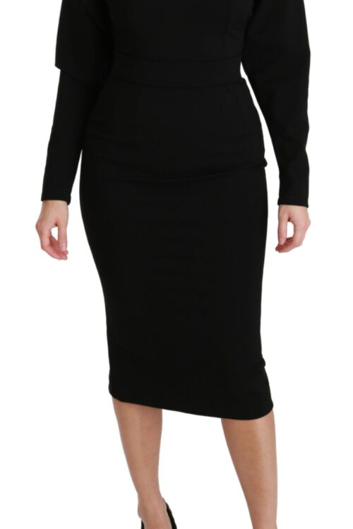 Dolce & Gabbana Elegant Black Bodycon Sheath Midi Dress