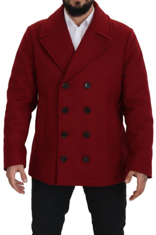 Dolce & Gabbana Elegant Red Double Breasted Wool Jacket