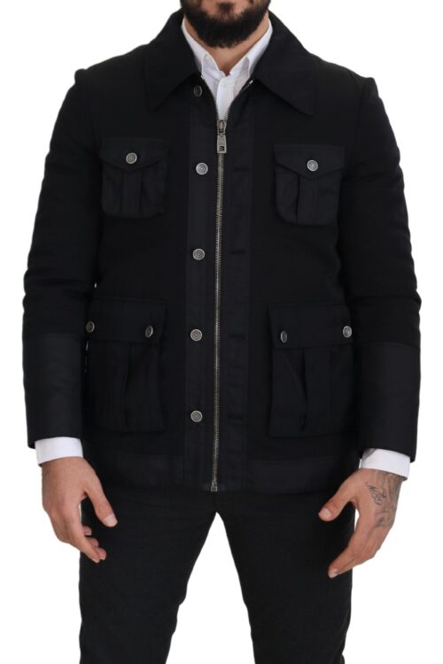 Dolce & Gabbana Elegant Full Zip Black Wool Blend Jacket