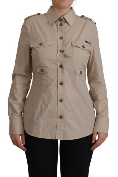 Dolce & Gabbana Elegant Beige Cotton Long Sleeve Shirt