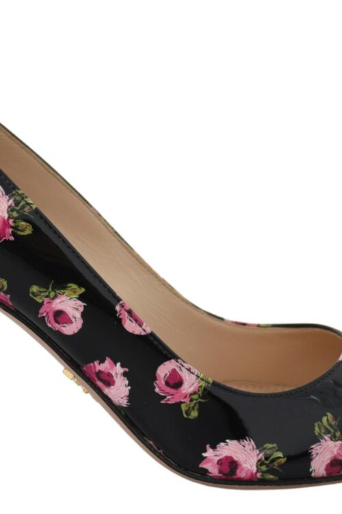 Prada Elegant Floral Print Leather Pumps