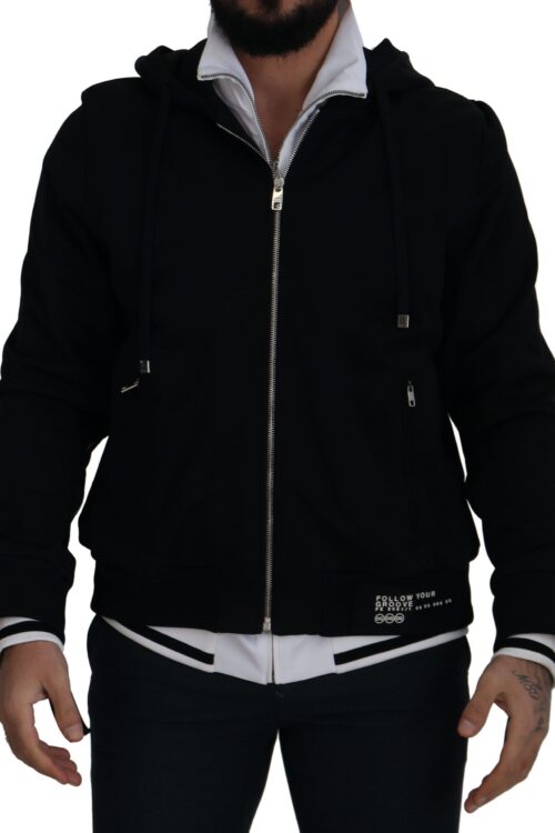 Dolce & Gabbana Elegant Black Bomber Jacket with Hood