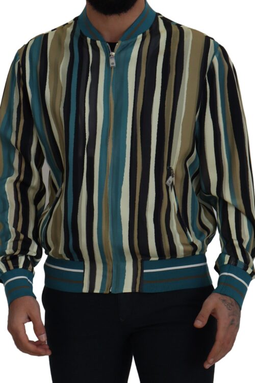 Dolce & Gabbana Multicolor Full Zip Silk Blend Jacket
