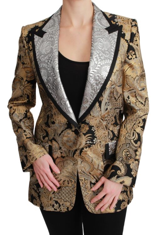 Dolce & Gabbana Elegant Gold Floral Jacquard Blazer