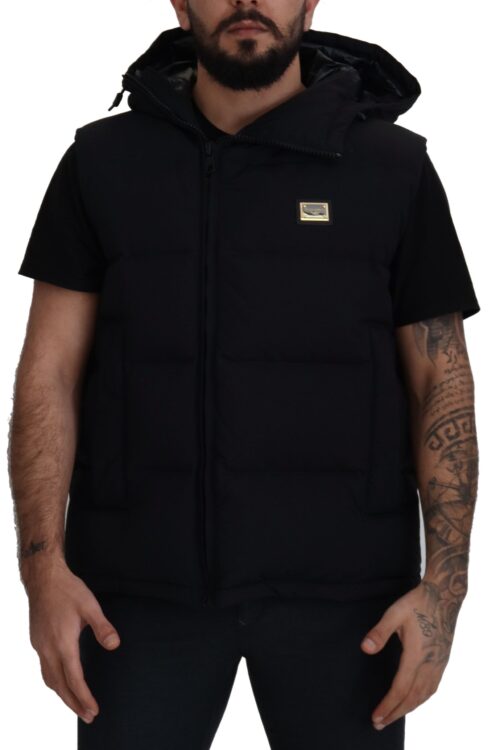 Dolce & Gabbana Sleek Black Hooded Short Sleeve Jacket