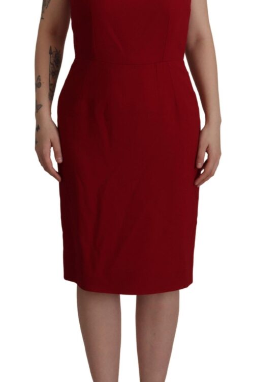 Dolce & Gabbana Elegant Red Square Neck Midi Dress