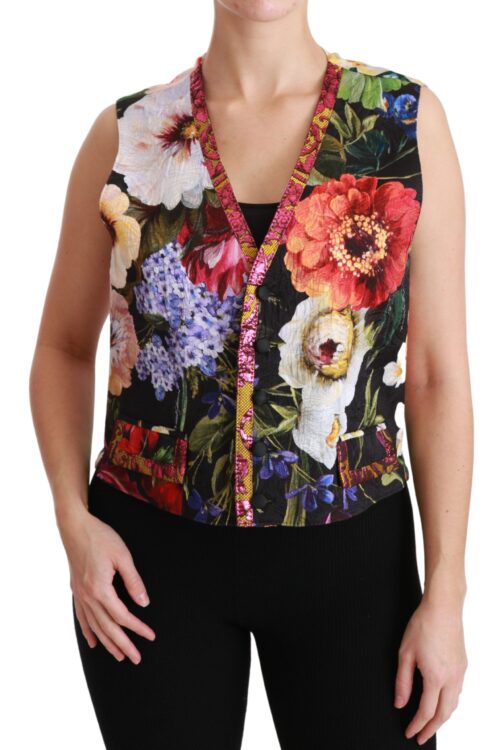 Dolce & Gabbana Multicolor Brocade Floral Sleeveless Vest
