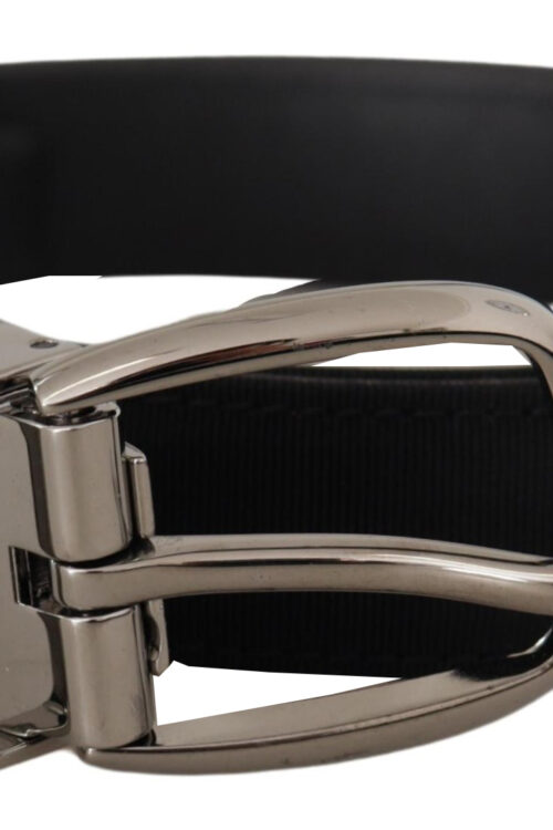 Dolce & Gabbana Elegant Grosgrain Leather Belt with Silver Buckle