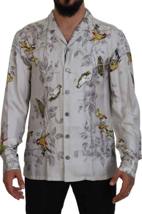 Dolce & Gabbana Elegant Silk Bird Print Casual Shirt