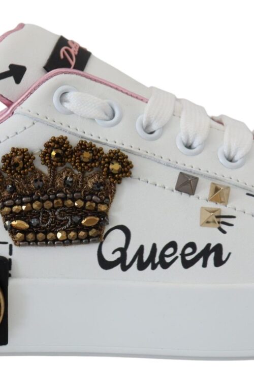 Dolce & Gabbana Queen Crown Chic Leather Sneakers