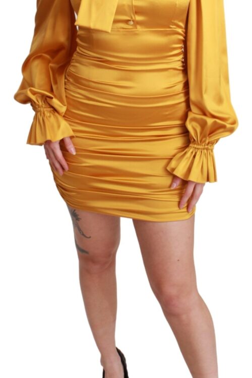 Dolce & Gabbana Radiant Yellow Silk Bodycon Mini Dress