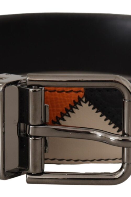 Dolce & Gabbana Multicolor Leather Belt with Silver Buckle