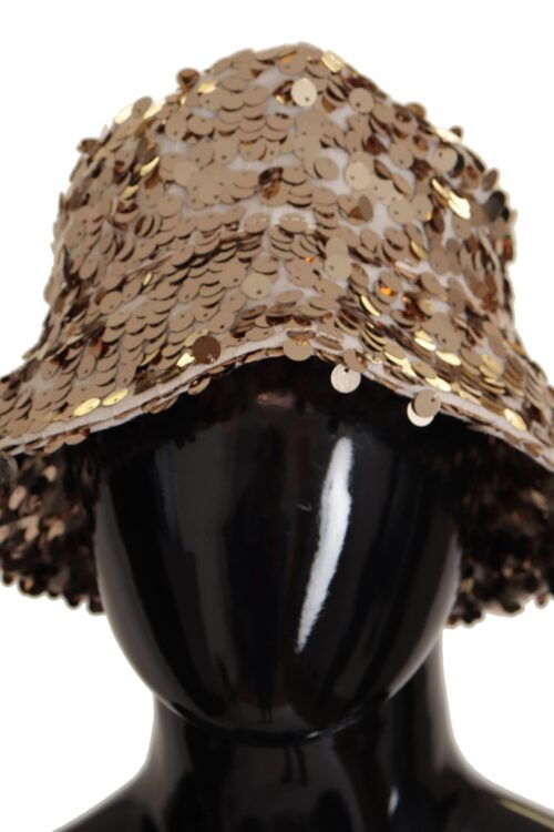 Dolce & Gabbana Elegant Sequined Gold Bucket Hat