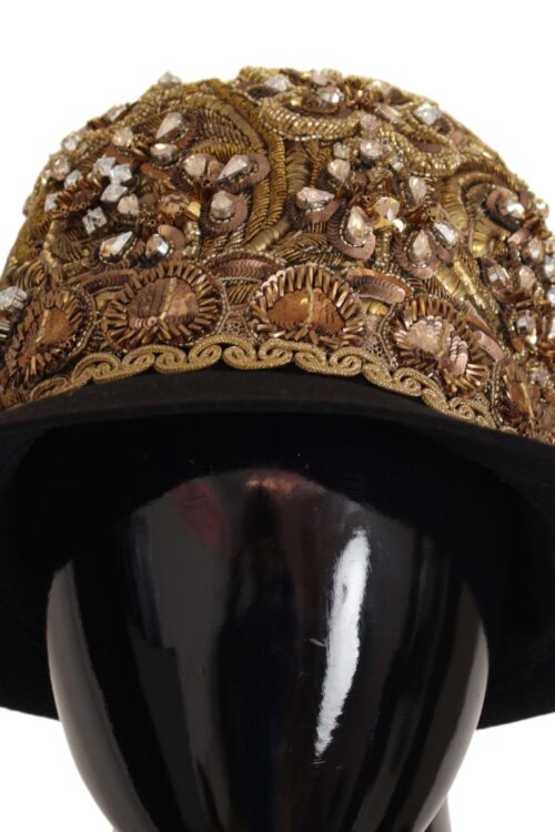 Dolce & Gabbana Elegant Black Gold Studded Fedora