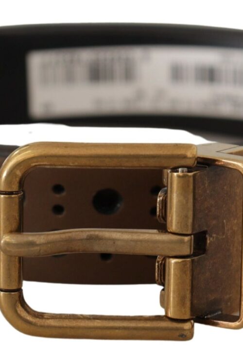 Dolce & Gabbana Elegant Brown Leather Belt with Golden Buckle