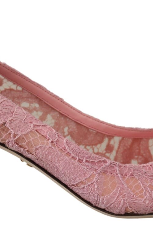 Dolce & Gabbana Pastel Pink Lace Crystal Embellished Pumps