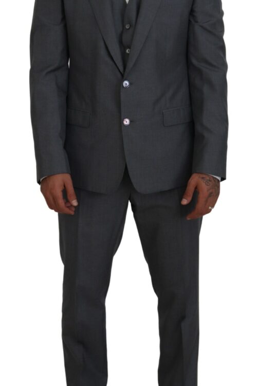 Dolce & Gabbana Sleek Silver Martini Slim Fit Three-Piece Suit
