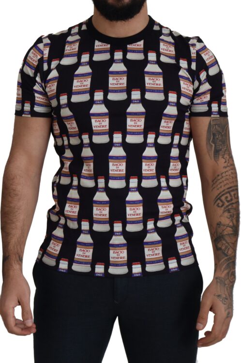 Dolce & Gabbana Elegant Black Bacio Di Venere Print Tee