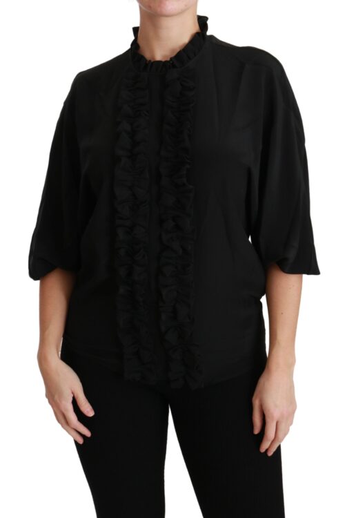 Dolce & Gabbana Elegant Black Silk Short Sleeve Blouse