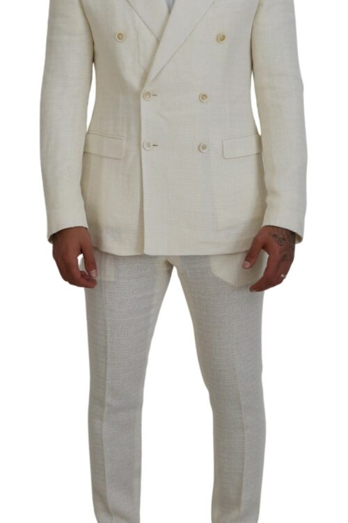 Dolce & Gabbana Elegant Off White Silk-Blend Suit
