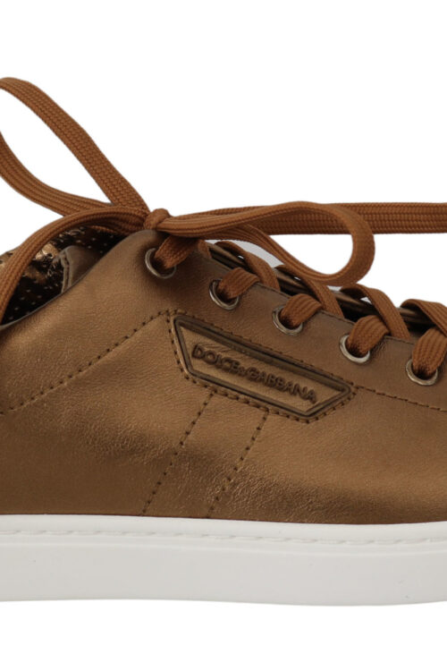 Dolce & Gabbana Golden Metallic Leather Sneakers