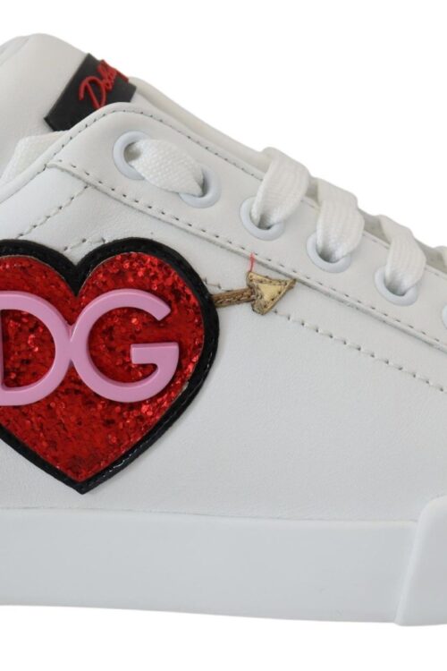 Dolce & Gabbana Elegant White Portofino Leather Sneakers
