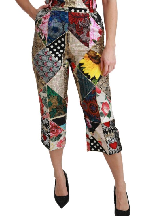 Dolce & Gabbana Elegant High Waist Cropped Silk Blend Trousers
