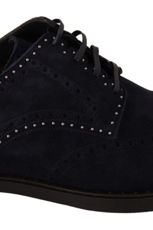 Dolce & Gabbana Elegant Suede Derby Shoes with Silver Studs