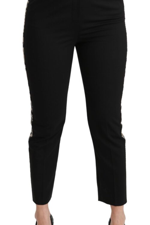 Dolce & Gabbana Gold Leopard Jacquard High Waist Pants