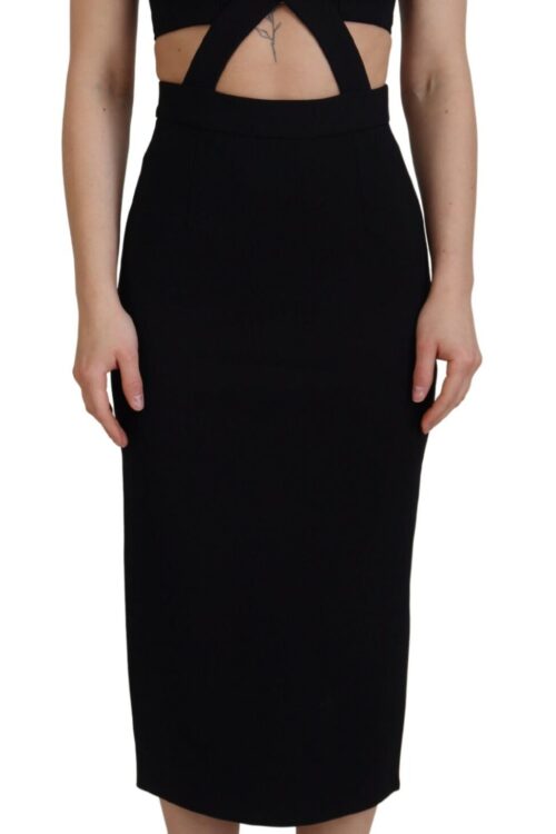 Dolce & Gabbana Elegant Black Midi Sheath Dress