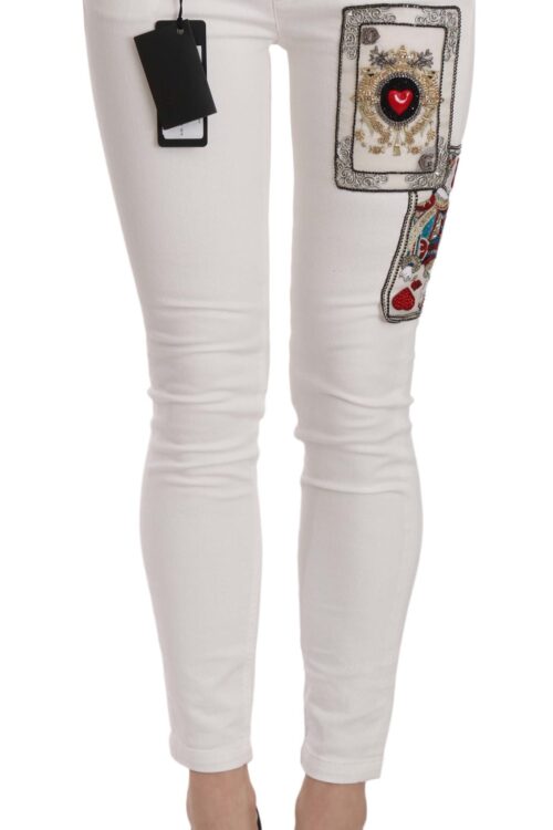 Dolce & Gabbana Queen Of Hearts Embellished Skinny Pants