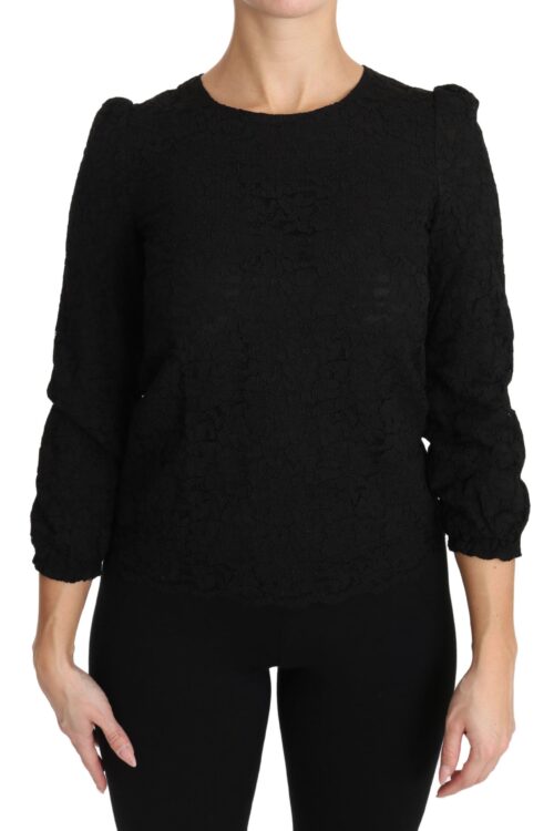 Dolce & Gabbana Elegant Black Floral Crewneck Blouse