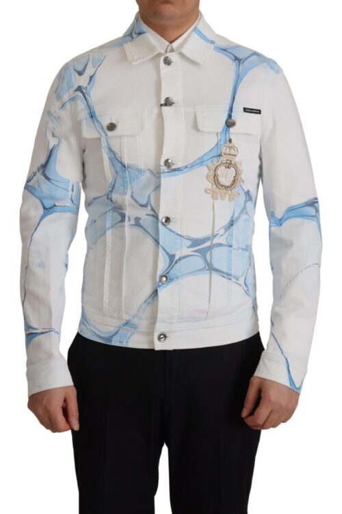 Dolce & Gabbana Multicolor Logo Embroidered Denim Jacket