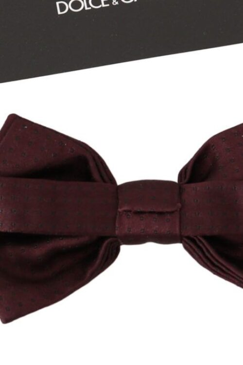 Dolce & Gabbana Elegant Maroon Silk Polka Dot Bow Tie