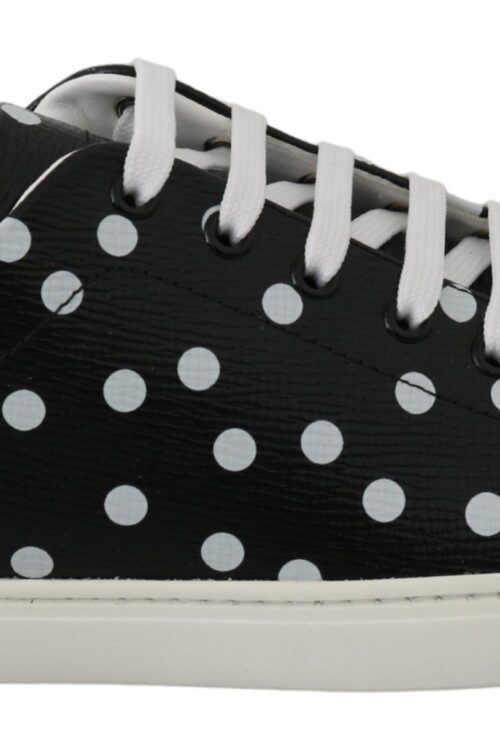Dolce & Gabbana Black Polka Dotted Leather Sneakers