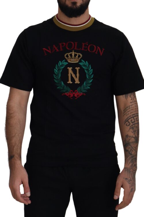 Dolce & Gabbana Iconic Black Cotton Crew Neck Tee