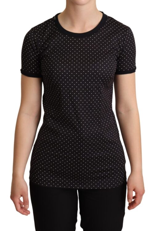 Dolce & Gabbana Polka Dotted Black Short Sleeve Crewneck Top