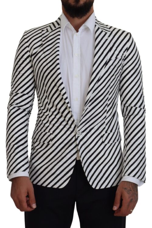 Dolce & Gabbana Elegant White Striped Single Breasted Blazer