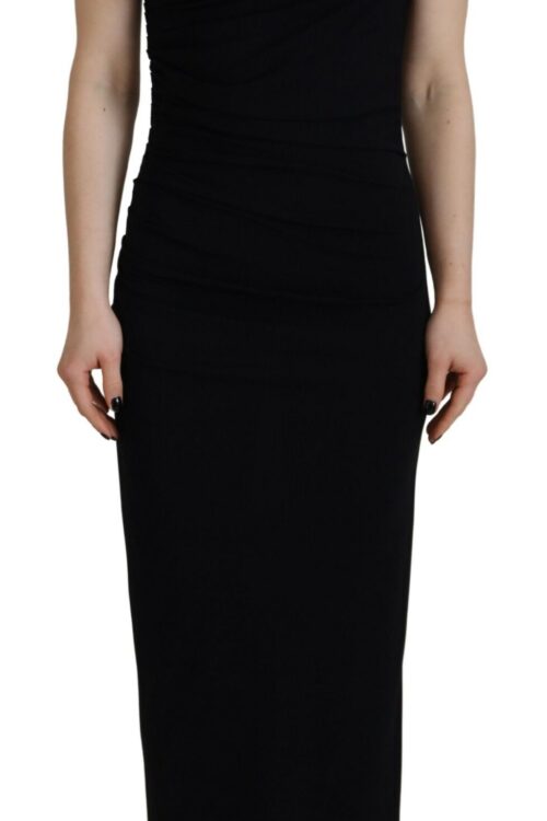 Dsquared² Black Viscose Sleeveless Ruched Maxi Dress