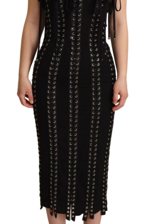 Dolce & Gabbana Elegant Sleeveless Lace-Up Midi Dress