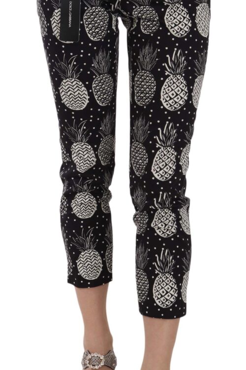 Dolce & Gabbana Chic Black Pineapple Print Skinny Capri Pants
