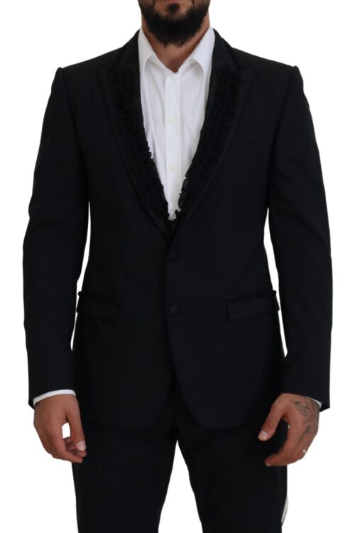 Dolce & Gabbana Elegant Black Silk-Lined Evening Blazer
