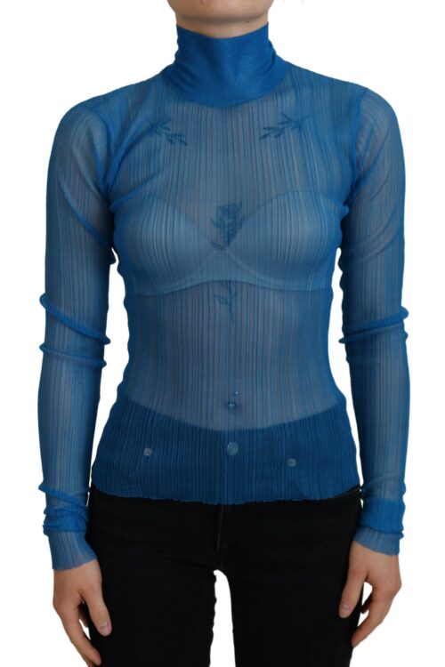 Dolce & Gabbana Elegant Blue Mesh Blouse Top