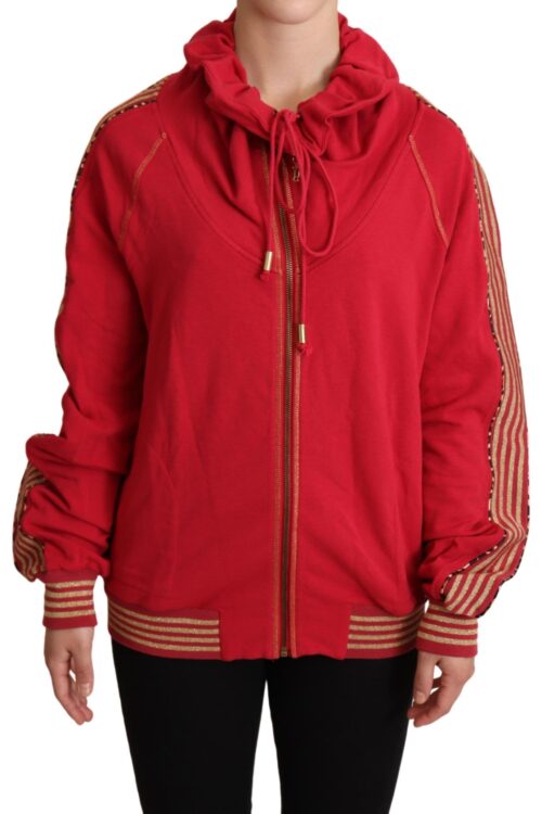 John Galliano Radiant Red Cotton Full Zip Hooded Jacket